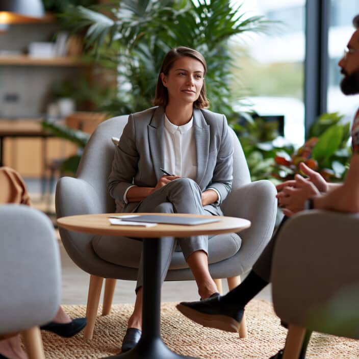 3 people casual meeting